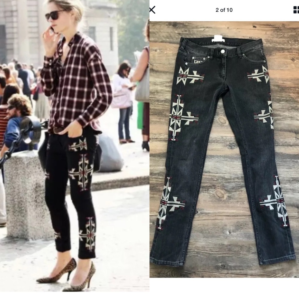 Isabel marant H&M boho embroidered skinny jeans